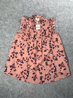 kate spade pink floral ruffle yoke top
